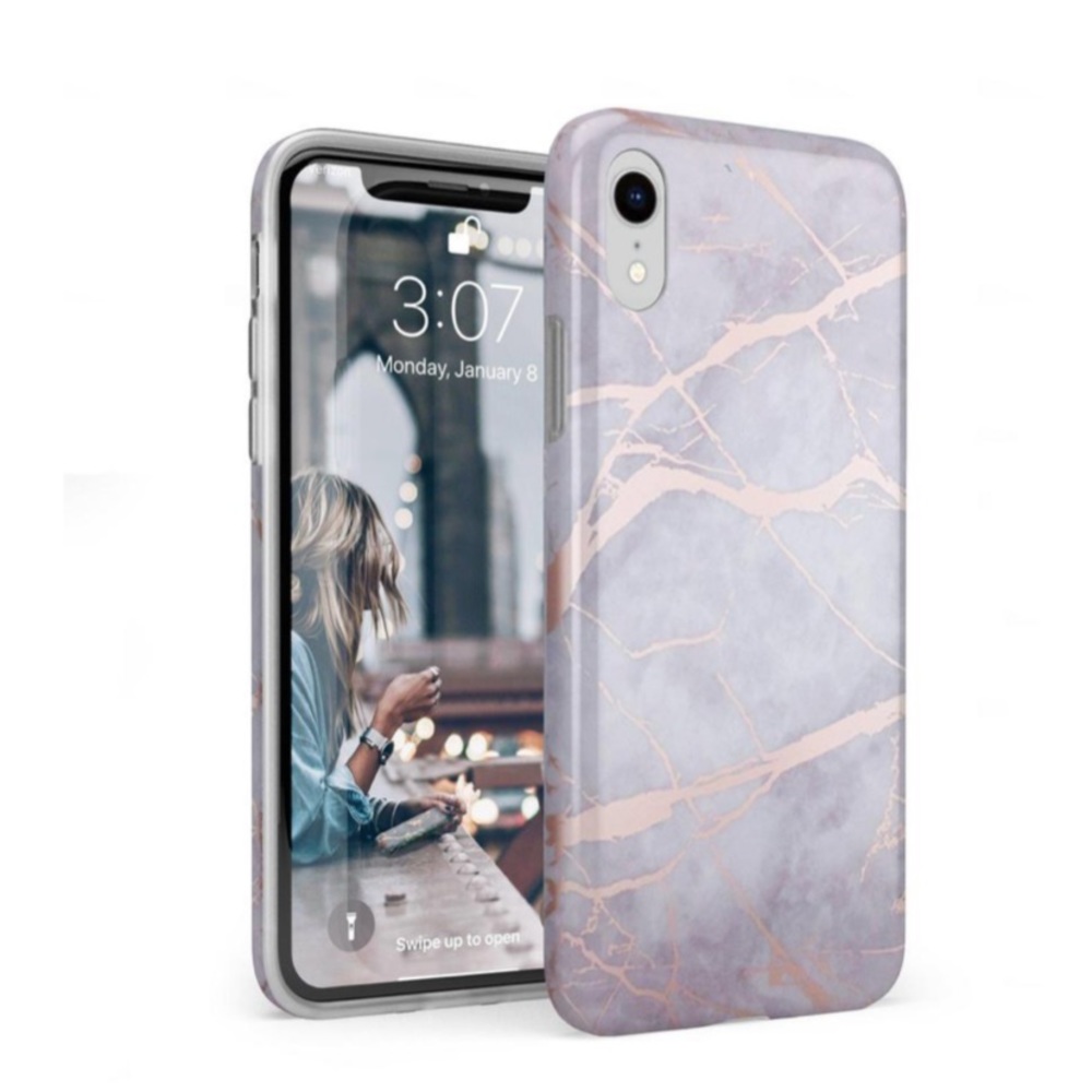 Casely White & Rose Gold Marble iPhone XR Case
